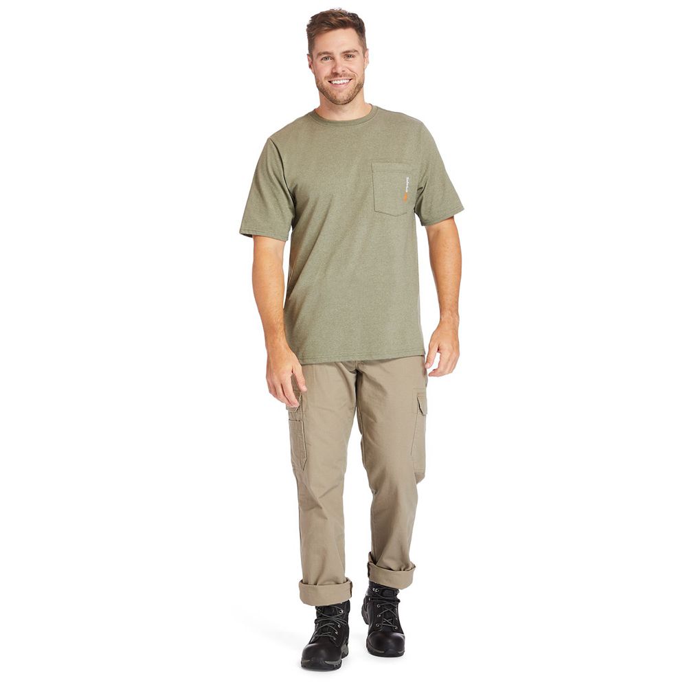 Timberland Mens T-Shirts PRO® Big & Tall Base Plate Short-Sleeve - Olive - India WC9853041